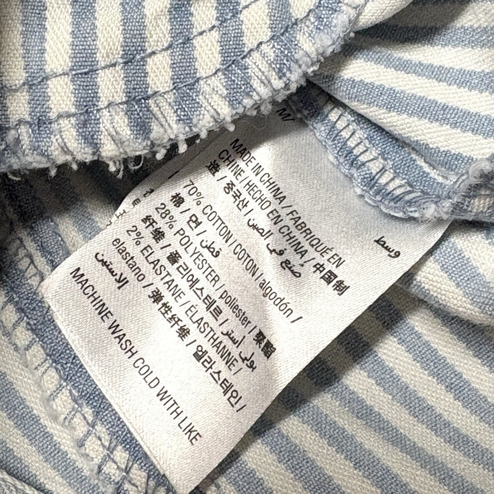 Style & Co Railroad Stripe Denim Jacket Womens Retro Blue White Retro Coat Sz M - Picture 9 of 10